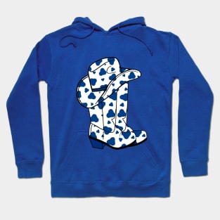 BLUE Cow Spots Cowboy Boots And Hat Hoodie